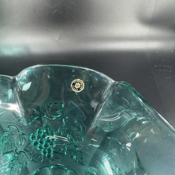 Westmoreland Laurel Green Paneled Grape Pedestal Compote Bowl Dish W Sticker VTG - Picture 5 of 14